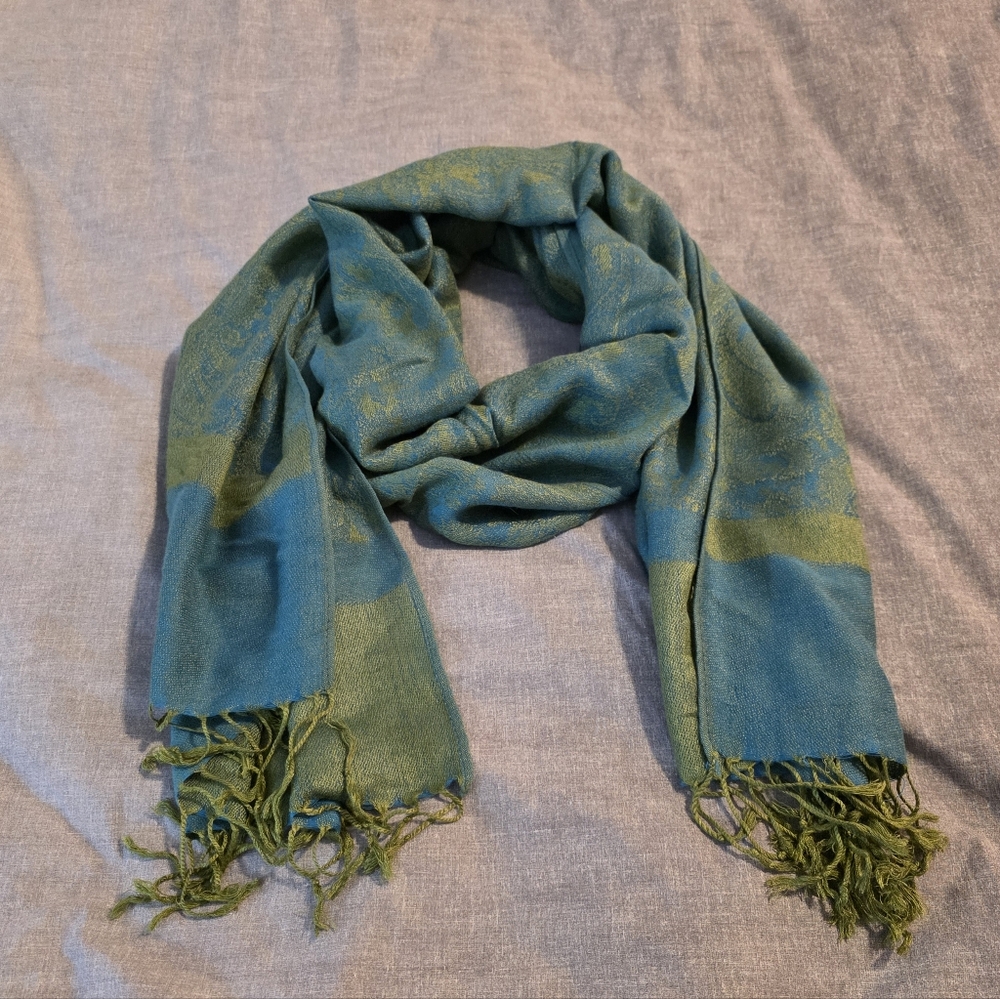 Pashmina Teal and Olive Scarf